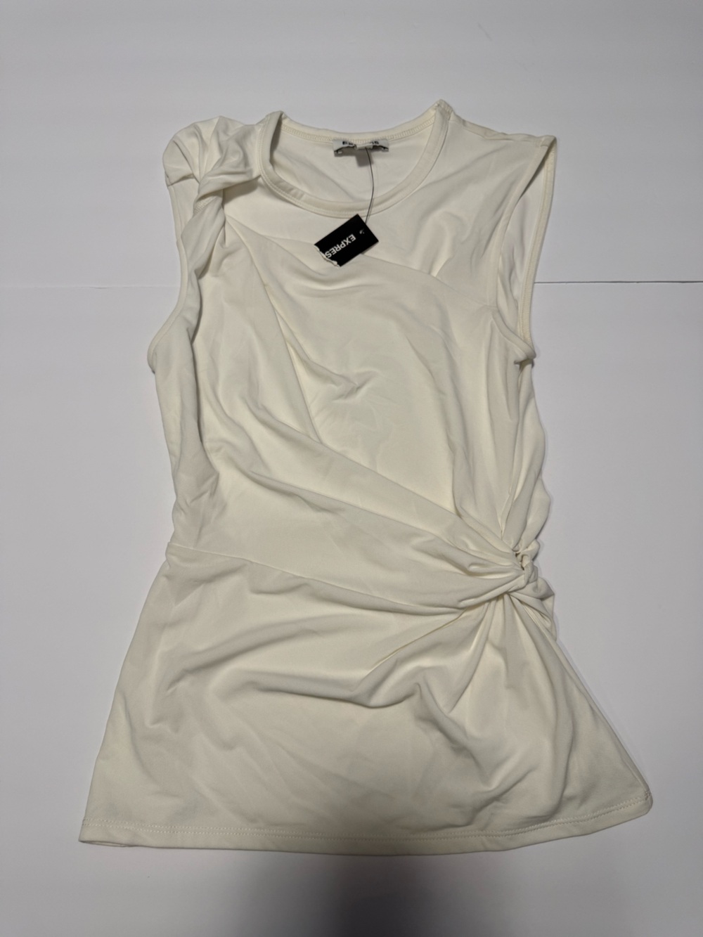 Express Cream Asymmetrical Twist-Front Dress